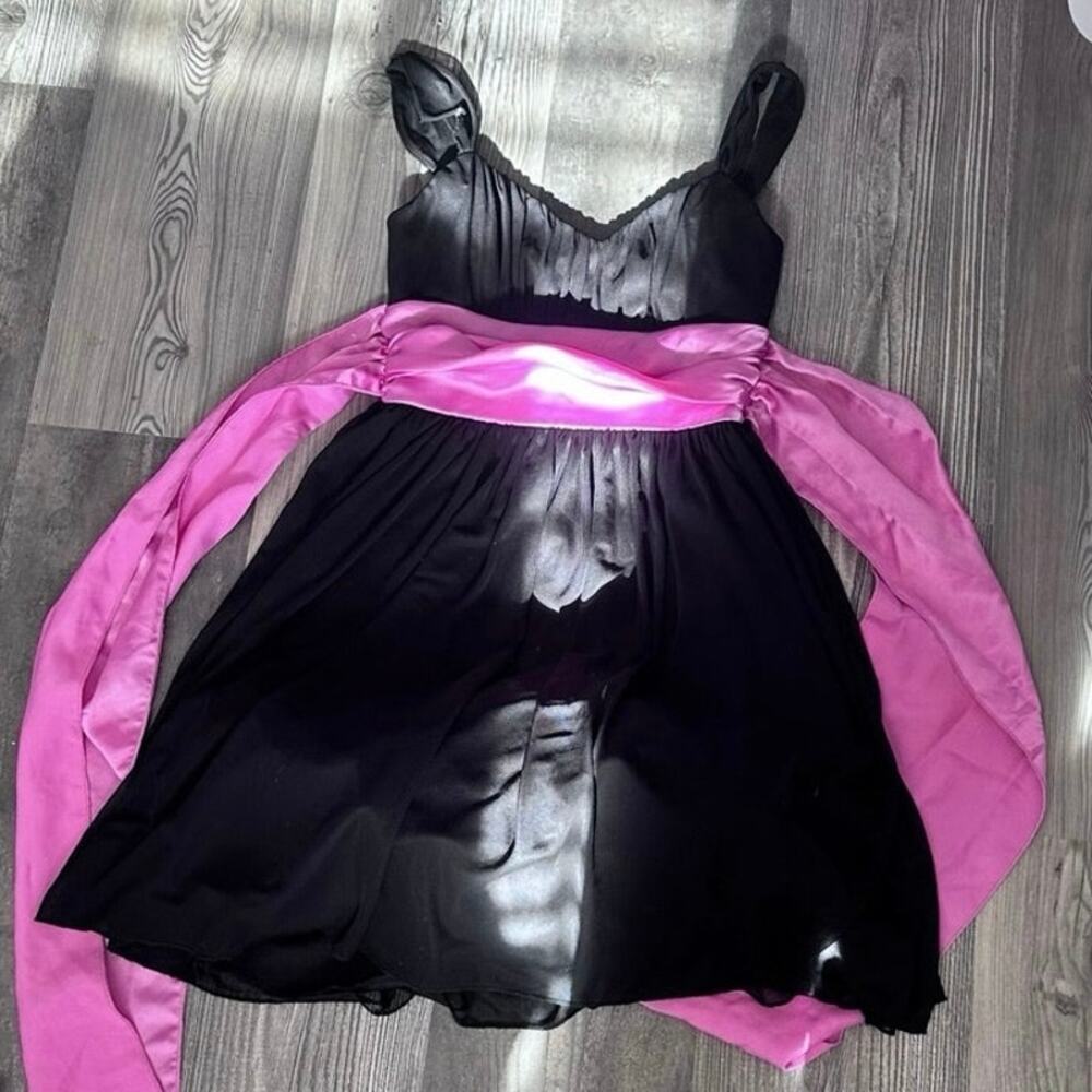 trixxi black pink puff princess mini dress